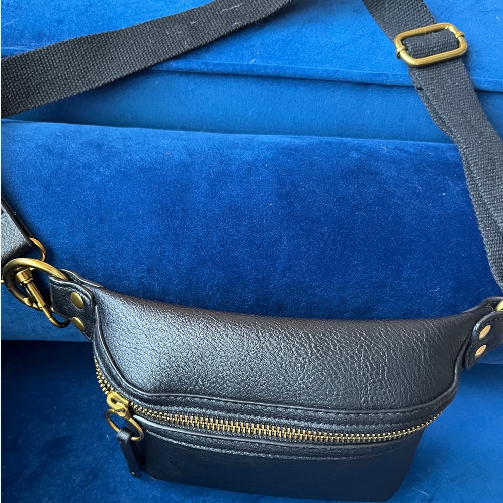 Faux Leather Fanny Pack with Gold Detail